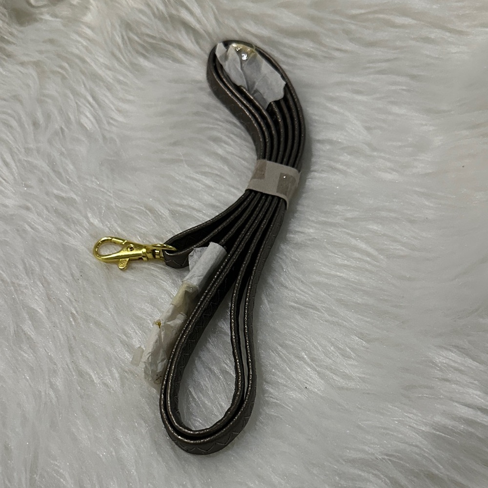 Brown metallic vegan leather replacement purse strap with gold hardware new